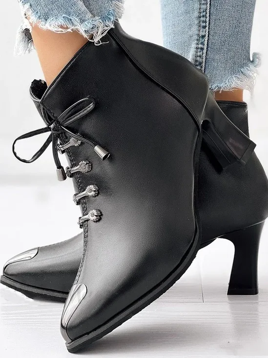 Autumn Plain Pu Casual Boot