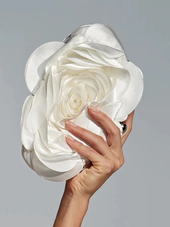 Elegant Flower Satin Clutch Bag