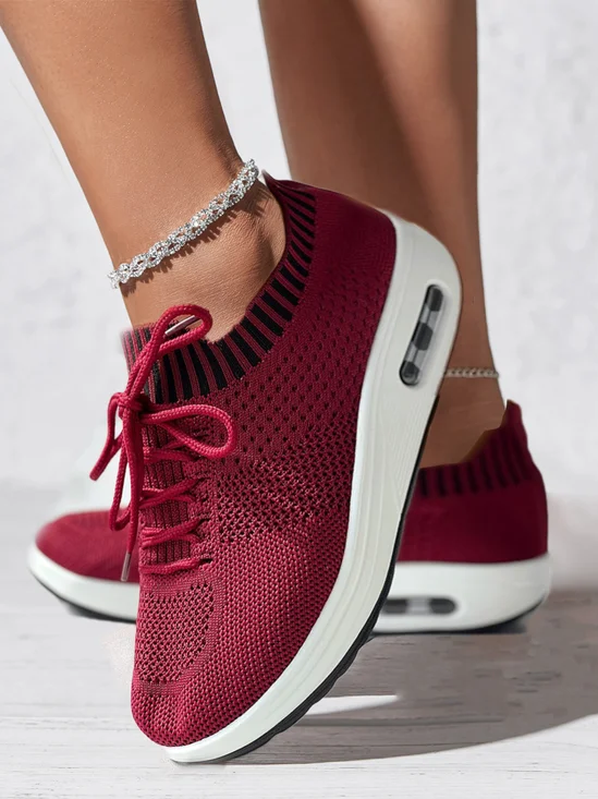 Women Casual Mesh Fabric Slip On Platform Sneakers