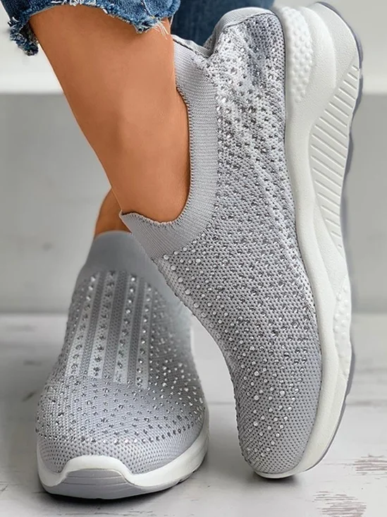 All Season Mesh Fabric Plain Sports Flyknit Sneakers