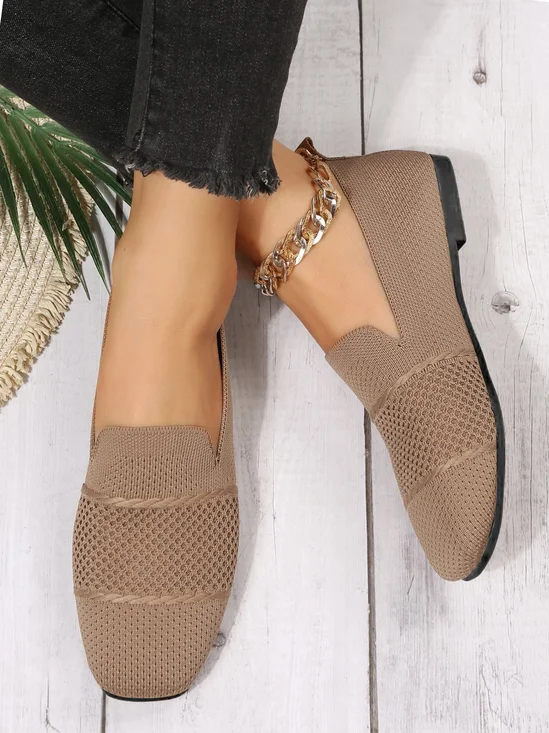 Women Hollow Out Comfy Square Toe Mesh Fabric Shoes