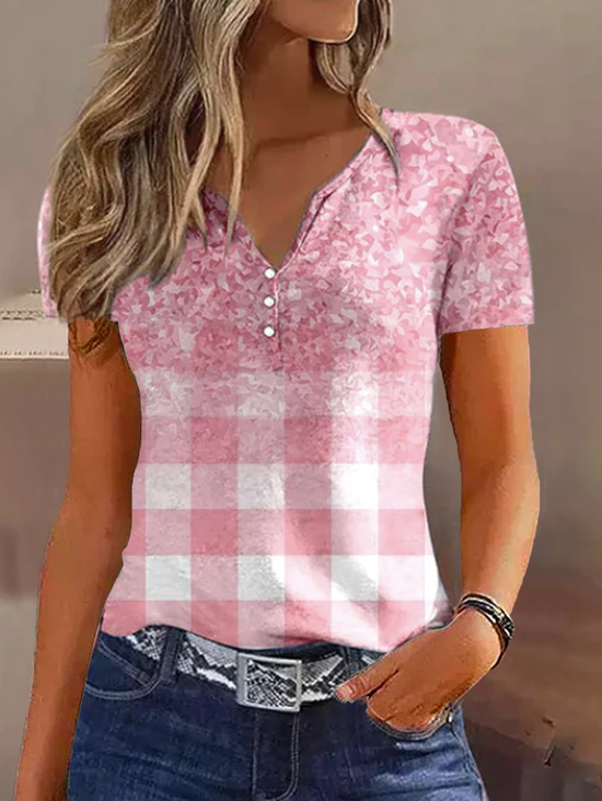 Loose Jersey Casual Buckle T-Shirt