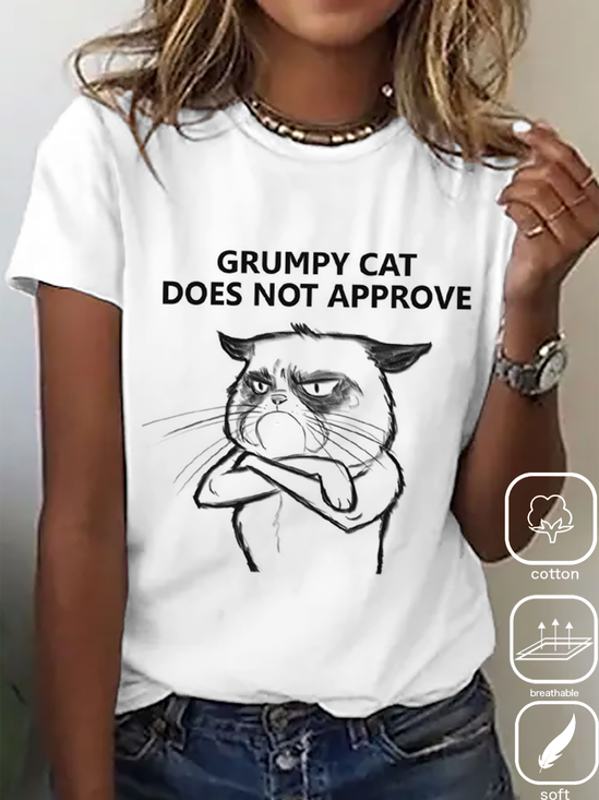 Casual Text Letters Crew Neck T-Shirt