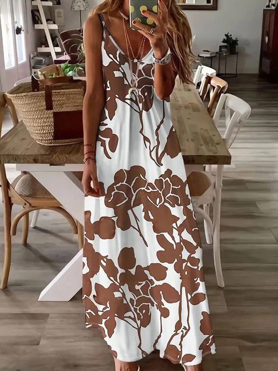 Floral Spaghetti Vacation Loose Dress