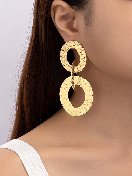 Textured Geometric Drop Earrings