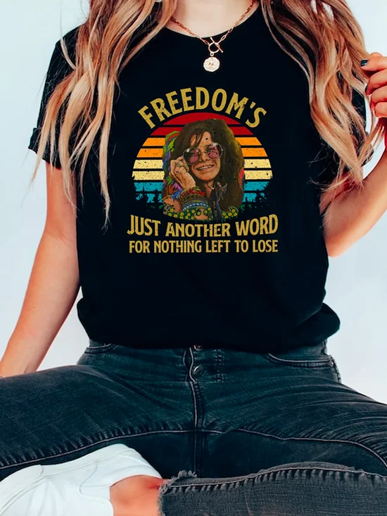 Cotton Freedom's Just Another Word For Nothing Left To Lose Vintage Comfort Colors Casual Crew Neck T-Shirt