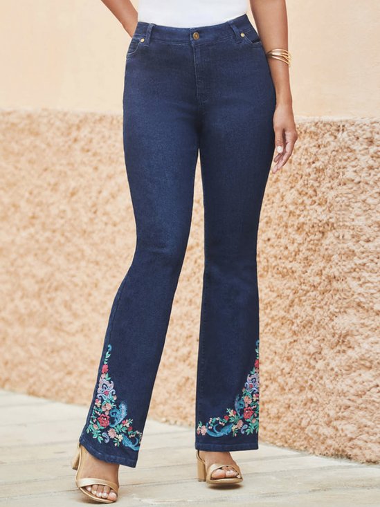 Floral Loose West Style Jeans