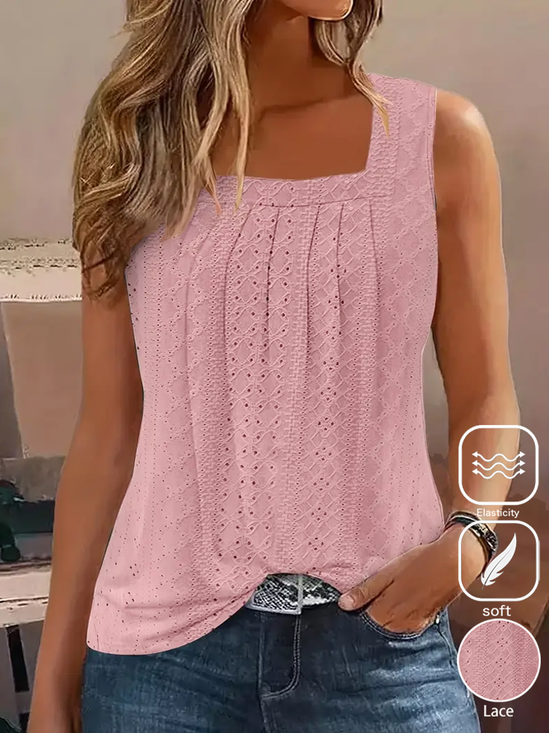 Plus Size Casual Loose Lace Tank Top