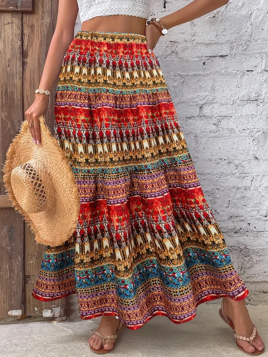 Nationality/Ethnic Vacation Loose Skirt