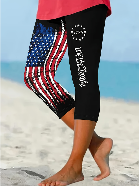 Vacation Tight Knitted America Flag Leggings