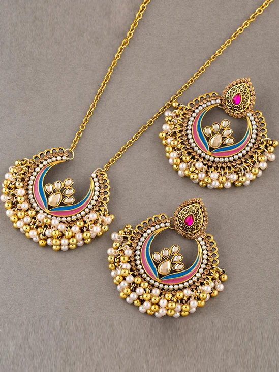 Ethnic style retro earring necklace 2-piece set