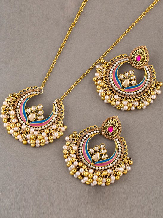 Ethnic style retro earring necklace 2-piece set