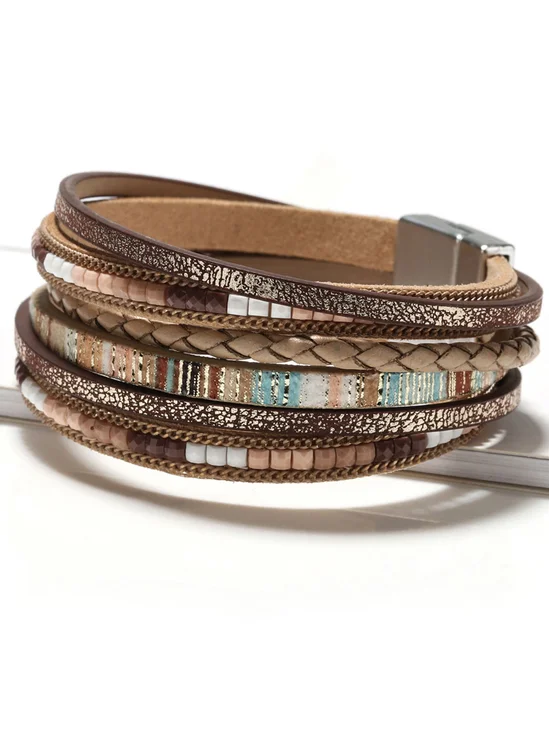 Bohemian Women's Multi-layer Leather Handcrafted Woven Bracelet