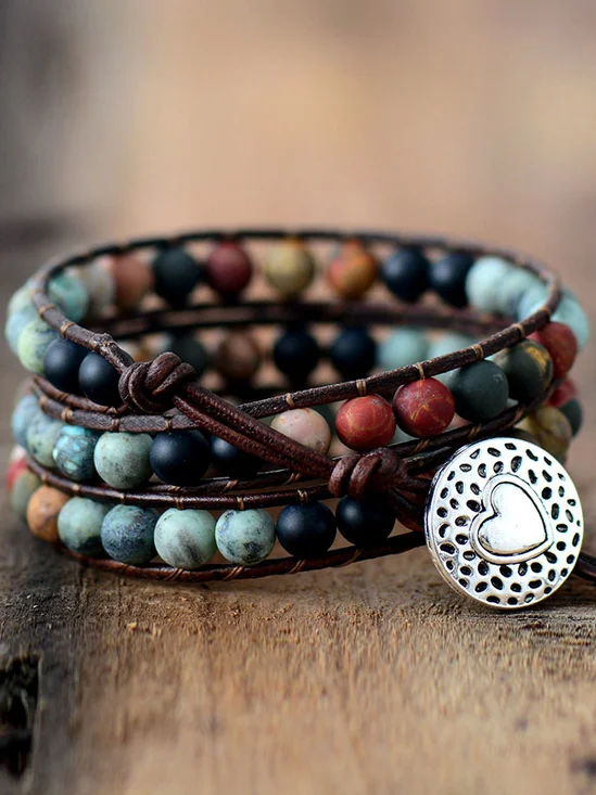 Matte hand woven leather bracelet