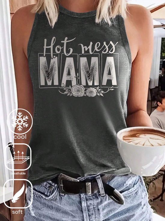 Loose Casual Text Letters Tank Top