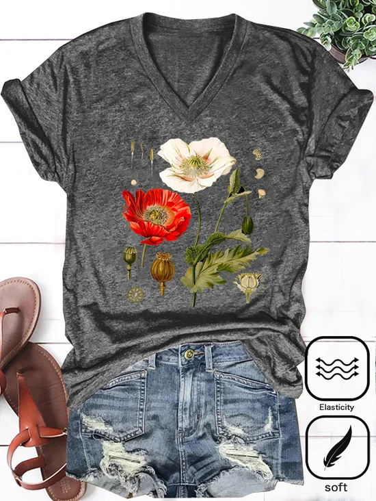 Floral Loose Casual Knitted T-Shirt