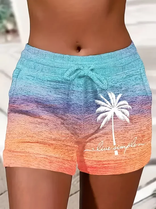 Drawstring Loose Ombre Casual Shorts