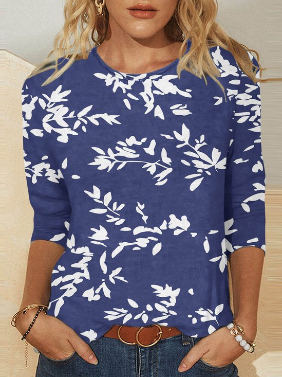Women's Floral Printing Crew Neck Daily Going Out Casual Top