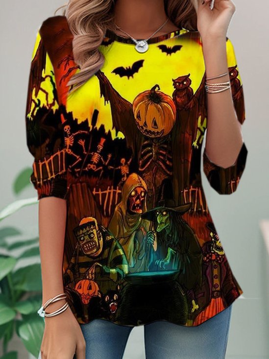 Casual Loose Jersey Halloween T-Shirt