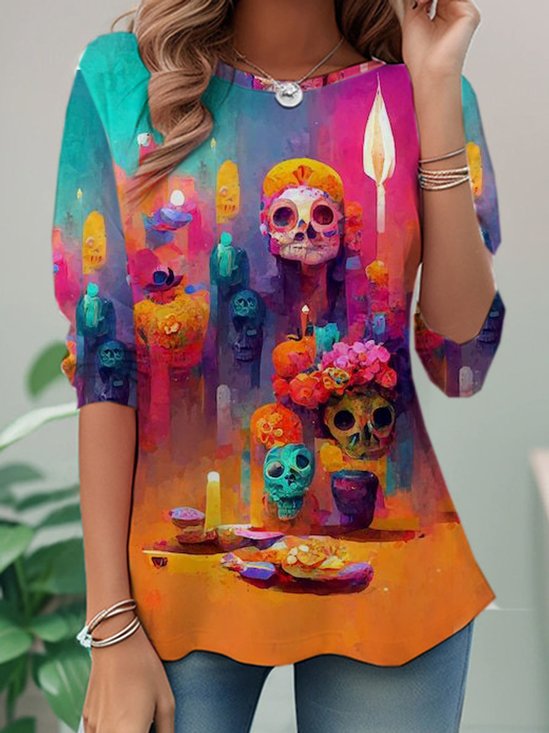 Casual Loose Halloween Crew Neck T-Shirt