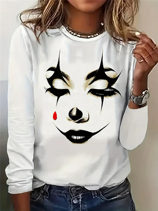 Cotton-Blend Casual Halloween Loose T-Shirt