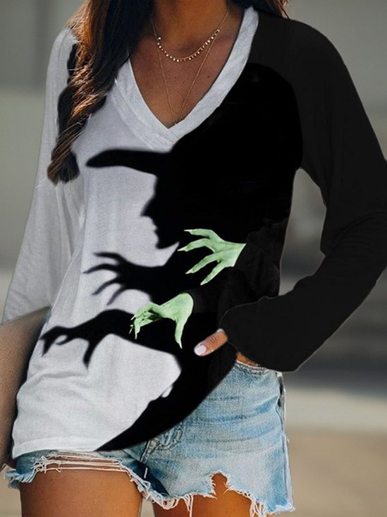 Halloween V Neck Loose Casual T-Shirt