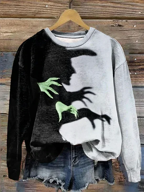 Casual Crew Neck Halloween Loose Sweatshirt