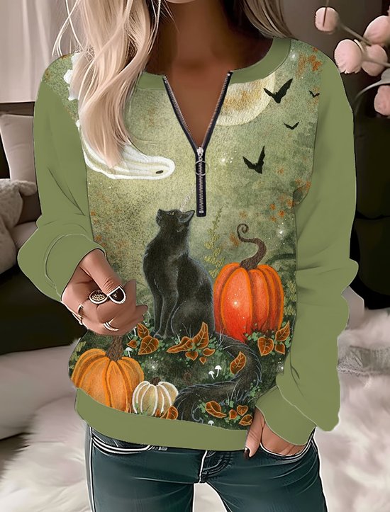Halloween Casual Crew Neck Sweatshirt