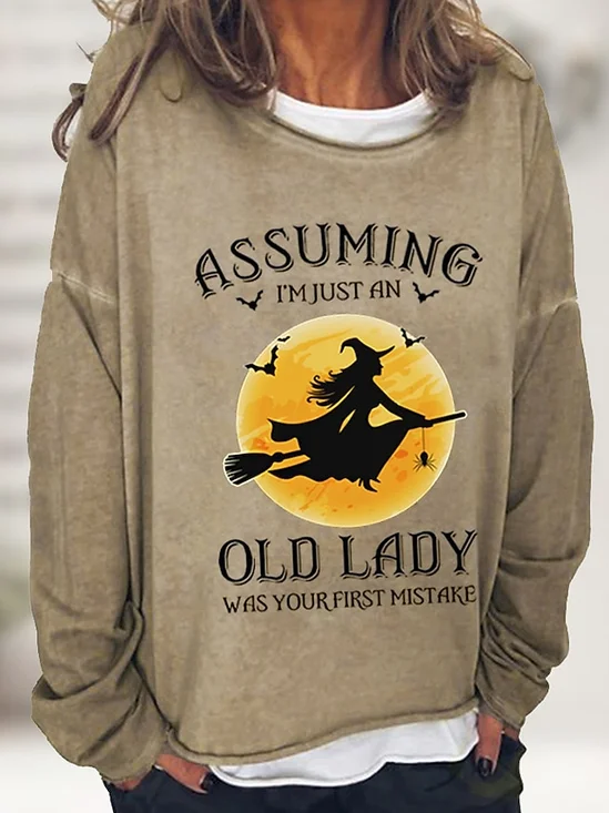Cotton-Blend Casual Loose Halloween Sweatshirt