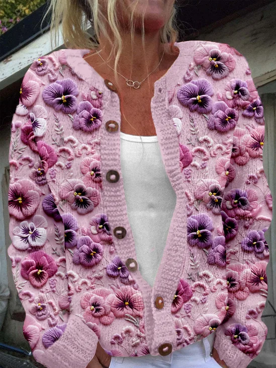 Vintage flower button cardigan