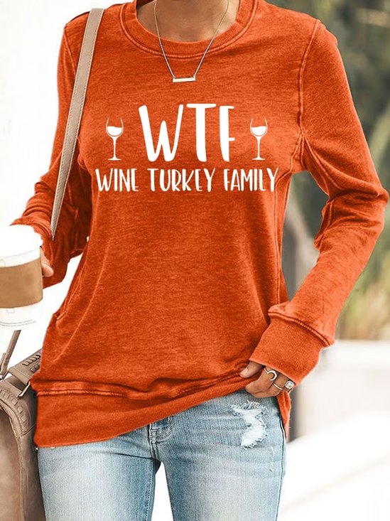 Text Letters Casual Crew Neck Loose Sweatshirt