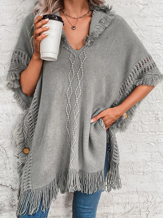Wool/Knitting Plain Elegant Cloak