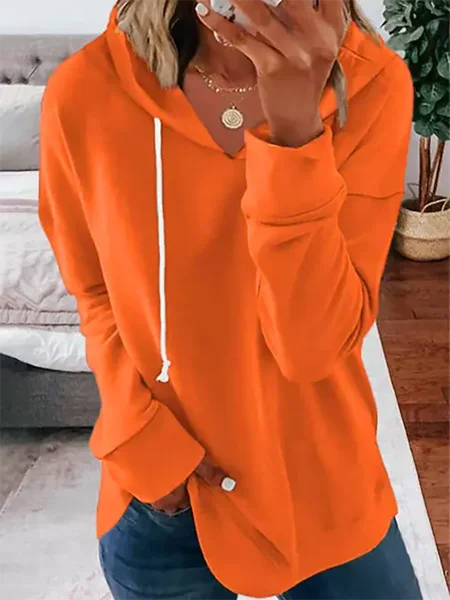 Fluff/Granular Fleece Fabric Plain Casual Sweatshirt