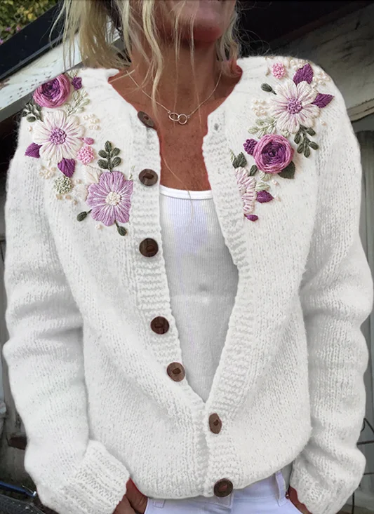 Crew Neck Simple Cardigan