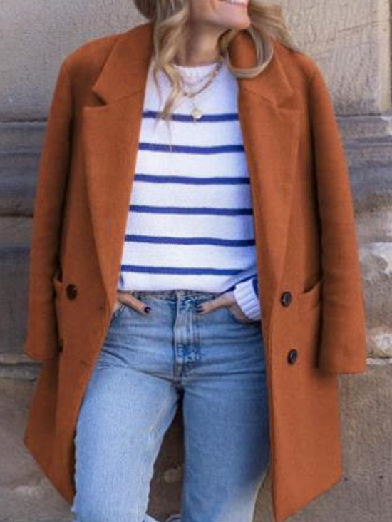 Plain Shawl Collar Loose Casual Jacket