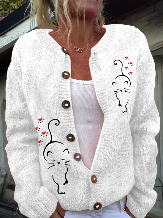 Women's Funny Cat Print Cardigan