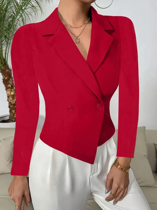 Lapel Collar Casual Plain Blazer