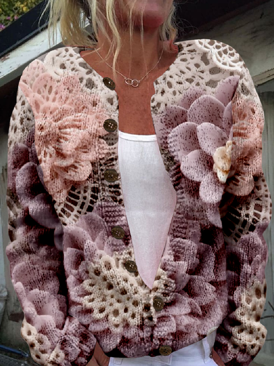 Casual Loose Crew Neck Cardigan
