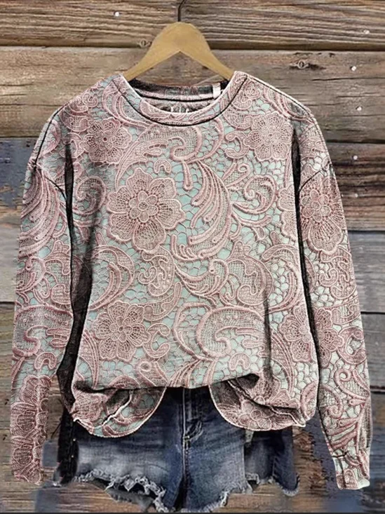 Casual Floral Sweatshirt