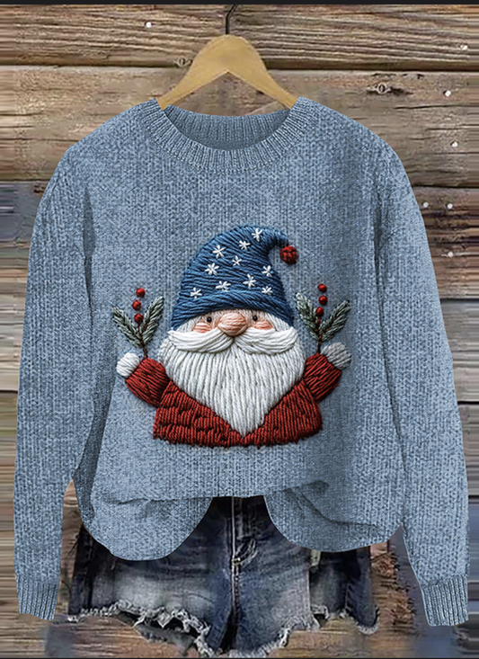 Christmas cartoon art round neck sweater