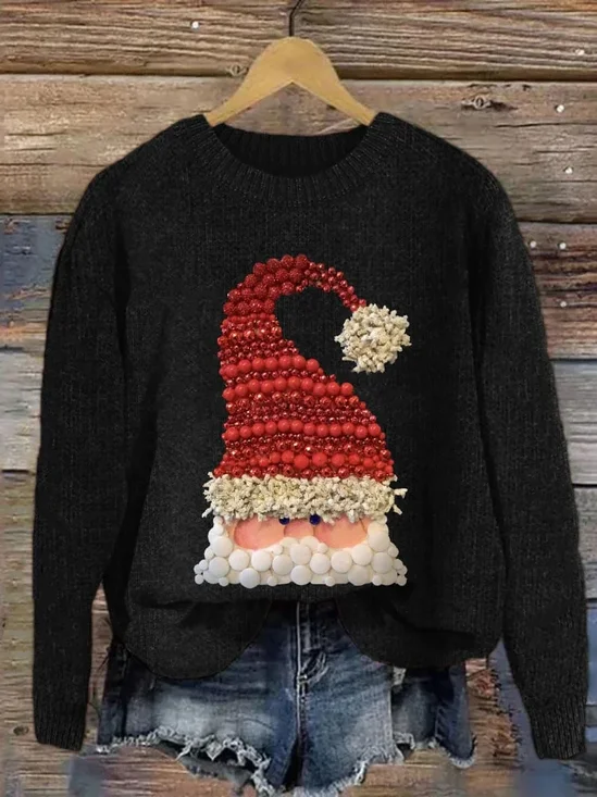 Casual Crew Neck 3D Printing Christmas Loose Sweatshirt