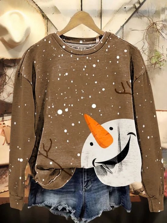 Abstract Print Long Sleeve Crew Neck Sweatshirt