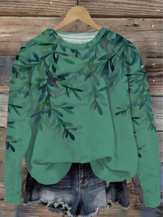Women's Botanical Floral Spring Crew Neck Sweatshirt