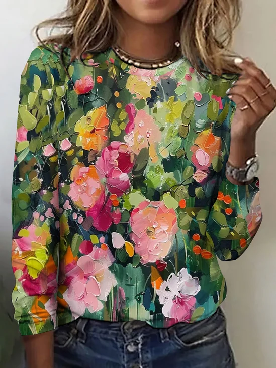 Regular Fit Floral Casual T-Shirt
