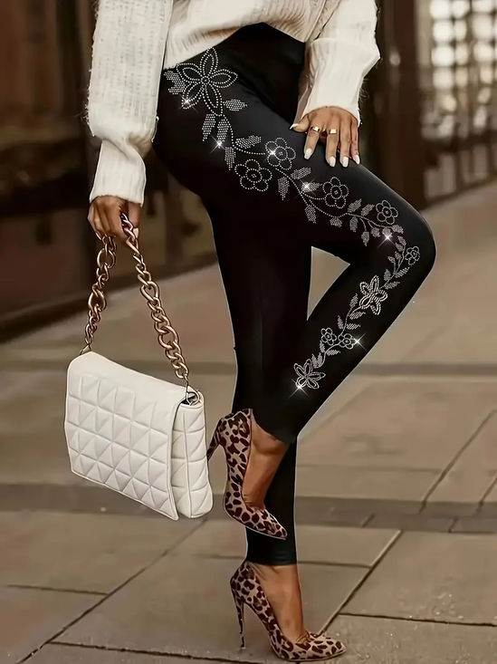 Women's Floral Spring Print Casual Leggings