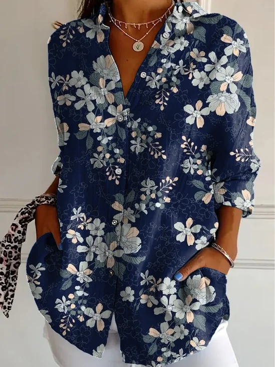 Floral long-sleeved shirt