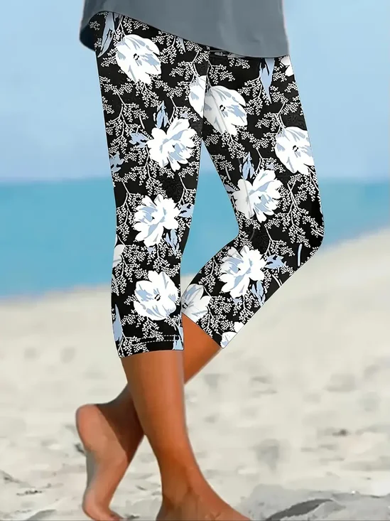 Women's Floral Spring Print Casual Leggings