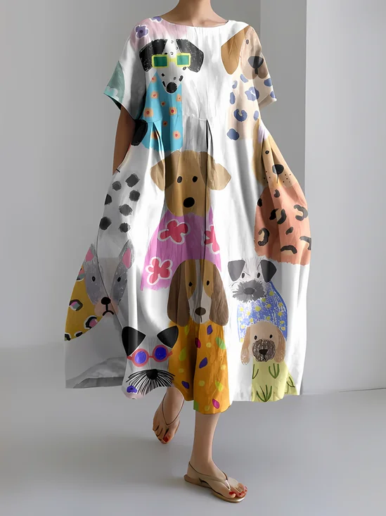 Women's Fun Cute Dog Print Dress