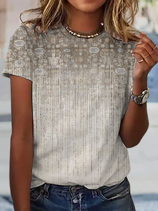 Gradient Pattern Jersey Casual T-Shirt