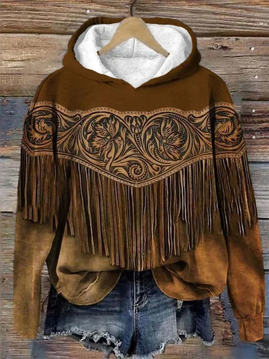 Retro Floral Pattern Art Print Casual Sweatshirt